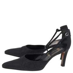 Dior Black Cannage Fabric Ankle Strap Pointed Toe Sandals Size 37