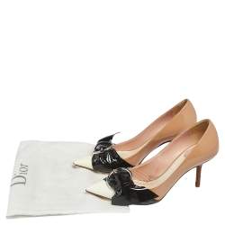 Pre Owned Dior Multicolor Patent Leather Buckle Pointed Toe Pumps Size 37
