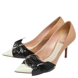 Pre Owned Dior Multicolor Patent Leather Buckle Pointed Toe Pumps Size 37