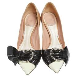 Pre Owned Dior Multicolor Patent Leather Buckle Pointed Toe Pumps Size 37