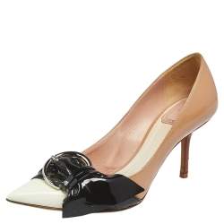 Pre Owned Dior Multicolor Patent Leather Buckle Pointed Toe Pumps Size 37