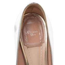 Pre Owned Dior Metallic Silver Foil Leather Charm Pointed Toe Pumps Size 37