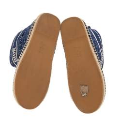 Pre Owned Dior Blue Oblique Velvet Chez Moi Dior Granville Ankle Boots Size 38.5