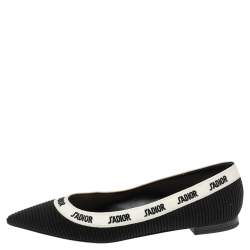 مملوكة مسبقًا Dior Black Technical Fabric J'adior Pointed Toe Ballet Flats Size 36