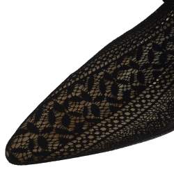 Dior Black Lace And Croc Embossed Leather Over The Knee Boots Size 38