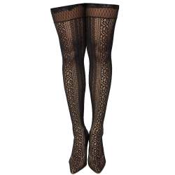 Dior Black Lace And Croc Embossed Leather Over The Knee Boots Size 38