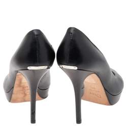 Pre Owned Dior Black Leather Miss Dior Peep Toe Platform Pumps Size 40.5