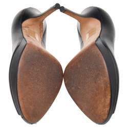 Pre Owned Dior Black Leather Miss Dior Peep Toe Platform Pumps Size 40.5