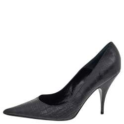 Pre Owned Dior Black Croc Embossed Leather Pointed Toe Pumps Size 41