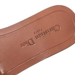 مملوكة مسبقًا Dior Brown Leather Revolution Logo Slide Sandals Size 38