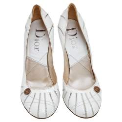  Dior White Leather Round Toe Pumps Size 40.5