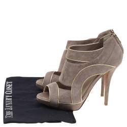 Dior Grey Suede And Leather Cutout Open Toe Booties Size 38