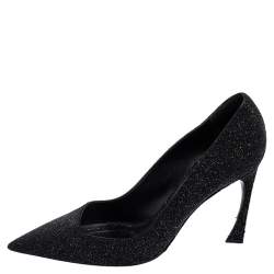 Pre Owned حذاء كعب عالي ديور سويدي غليتر أسود قصة غير متماثلة مقدمة مدببة مقاس 41 