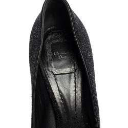 Pre Owned حذاء كعب عالي ديور سويدي غليتر أسود قصة غير متماثلة مقدمة مدببة مقاس 41 