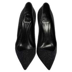 Pre Owned حذاء كعب عالي ديور سويدي غليتر أسود قصة غير متماثلة مقدمة مدببة مقاس 41 