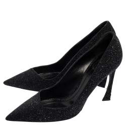 Pre Owned حذاء كعب عالي ديور سويدي غليتر أسود قصة غير متماثلة مقدمة مدببة مقاس 41 