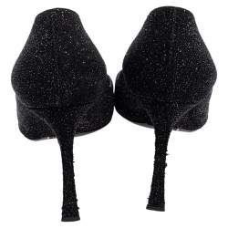 Pre Owned حذاء كعب عالي ديور سويدي غليتر أسود قصة غير متماثلة مقدمة مدببة مقاس 41 