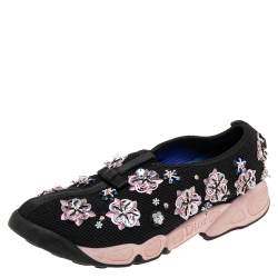 Dior Black/Pink Mesh Fusion Embellished Low-Top Sneakers Size 37