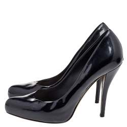 Pre Owned Dior Black Leather Almond Toe Platform Pumps Size 39