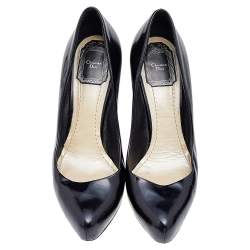 Pre Owned Dior Black Leather Almond Toe Platform Pumps Size 39