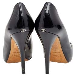 Pre Owned Dior Black Leather Almond Toe Platform Pumps Size 39