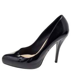 Pre Owned Dior Black Leather Almond Toe Platform Pumps Size 39