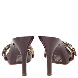 Dior Burgundy Canvas and Suede Buckle Logo Slip-On Sandals Size 36.5