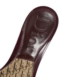 Dior Burgundy Canvas and Suede Buckle Logo Slip-On Sandals Size 36.5