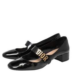 Dior Black Patent Leather Baby-D Mary Jane Pumps Size 38