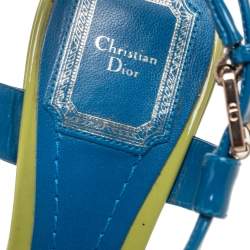 Dior Multicolor Patent Leather Cross Strap Slingback Platform Sandals Size 37.5
