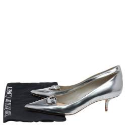 Dior Metallic Silver Leather And PVC Pointed Toe Pumps Size 40