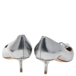 Dior Metallic Silver Leather And PVC Pointed Toe Pumps Size 40