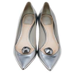 Dior Metallic Silver Leather And PVC Pointed Toe Pumps Size 40