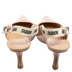 Dior Beige Patent Leather J'Adior Slingback Sandals Size 41