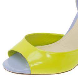 Dior Multicolor Patent Leather and Python Ankle Strap wedge Sandals Size 37.5