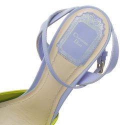 Dior Multicolor Patent Leather and Python Ankle Strap wedge Sandals Size 37.5