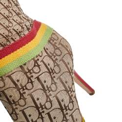 Dior Multicolor Monogram Canvas And Leather Knee Length Boots Size 40.5