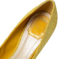 Dior Yellow Python Embossed Leather Miss Dior Platform Pumps Size 41