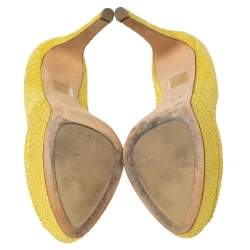 Dior Yellow Python Embossed Leather Miss Dior Platform Pumps Size 41