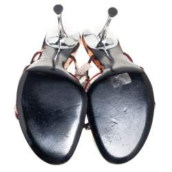 مملوكة مسبقًا Dior Brown/Black Leopard Print Canvas Embellished Strappy Sandals Size 41