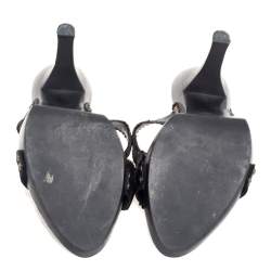 Dior Black Leather Laser Cut Detail Clog Sandals Size 41