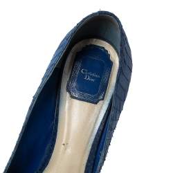 Dior Blue Python Embossed Leather Miss Dior Peep-Toe Pumps Size 41