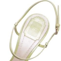 Dior Green Satin PVC Crystal Embellished Open-Toe Ankle-Strap Sandals Size 41