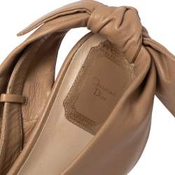 Dior Beige Leather Pleated Knotted Peep Toe Slingback Sandals Size 41