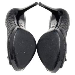 Pre Owned Dior Black Patent And Leather Bow Peep Toe Platform Pumps Size 39