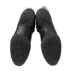 Pre Owned حذاء بوت منتصف ساق ديور شعار جلد أسود مقاس 37