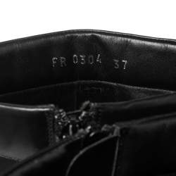 Pre Owned حذاء بوت منتصف ساق ديور شعار جلد أسود مقاس 37