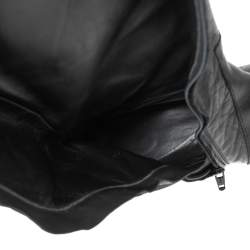 Pre Owned حذاء بوت منتصف ساق ديور شعار جلد أسود مقاس 37