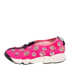Dior Pink Mesh Fusion Embellished Slip On Sneakers Size 36.5