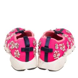 Dior Pink Mesh Fusion Embellished Slip On Sneakers Size 36.5